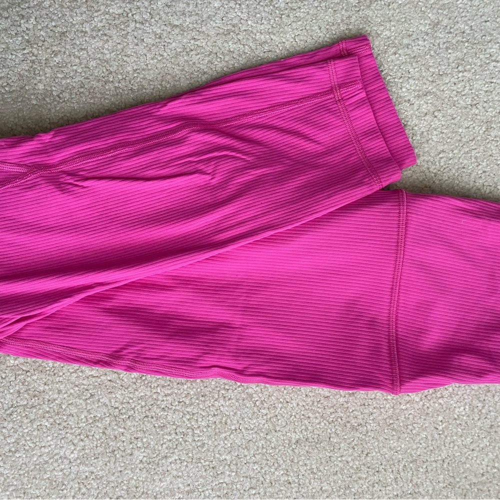 Lululemon Athletica Sonic Pink Ribbed Align Leggings - Picture 5 of 6